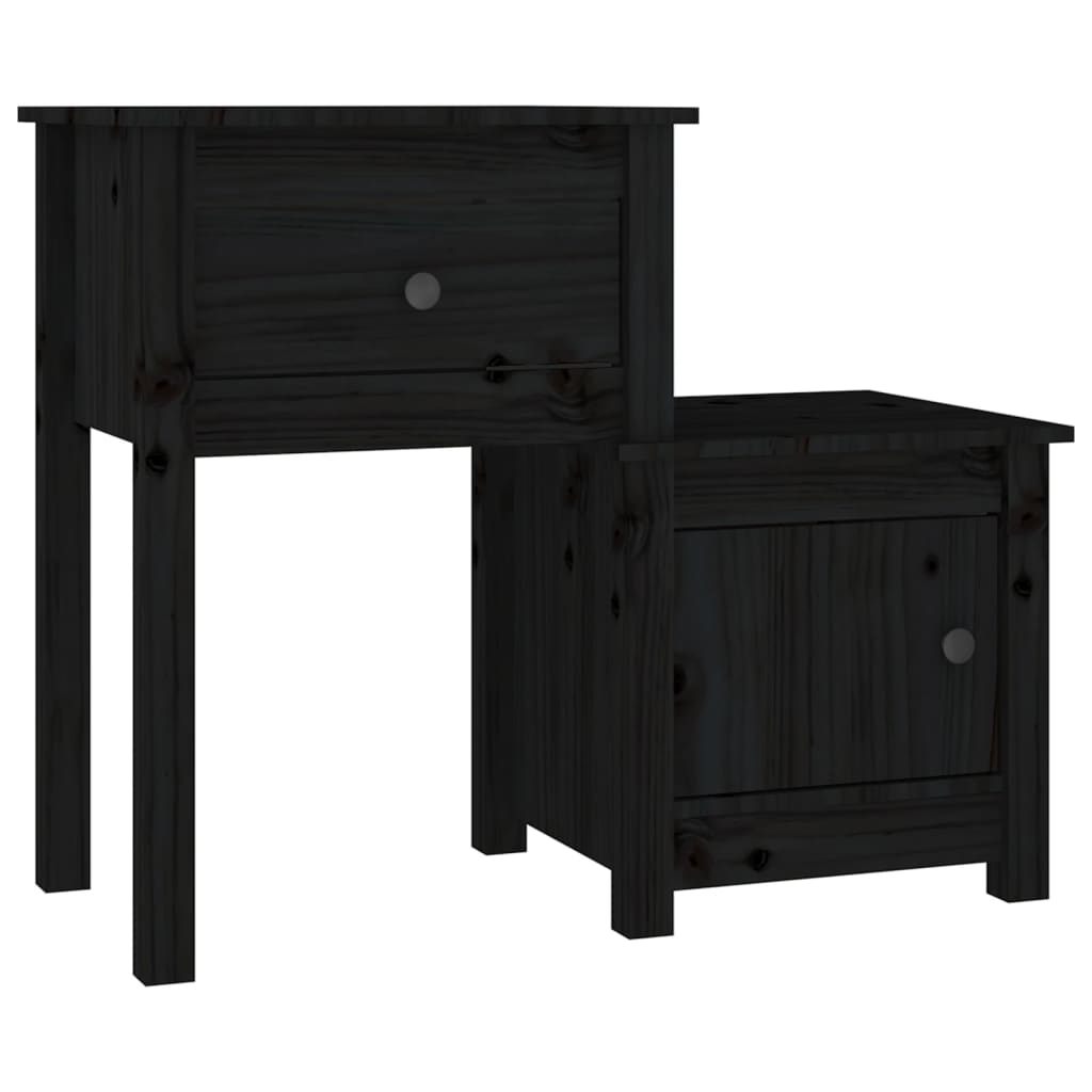 Nachtkastjes 2 st 79,5x38x65,5 cm massief grenenhout zwart is nu te koop bij PeponiXL, paradijselijk wonen!