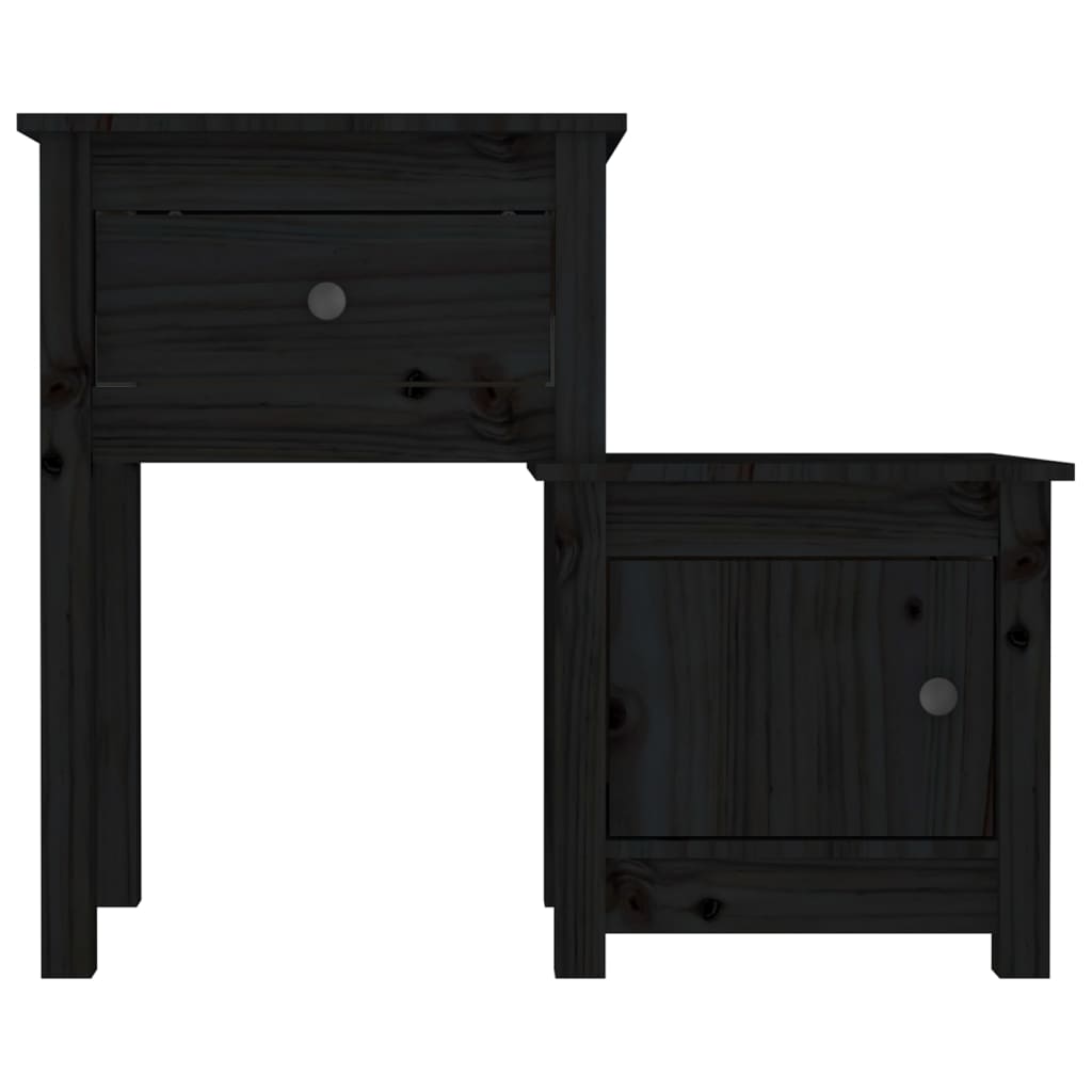 Nachtkastjes 2 st 79,5x38x65,5 cm massief grenenhout zwart is nu te koop bij PeponiXL, paradijselijk wonen!