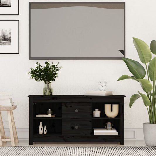 Tv-meubel 103x36,5x52 cm massief grenenhout zwart is nu te koop bij PeponiXL, paradijselijk wonen!