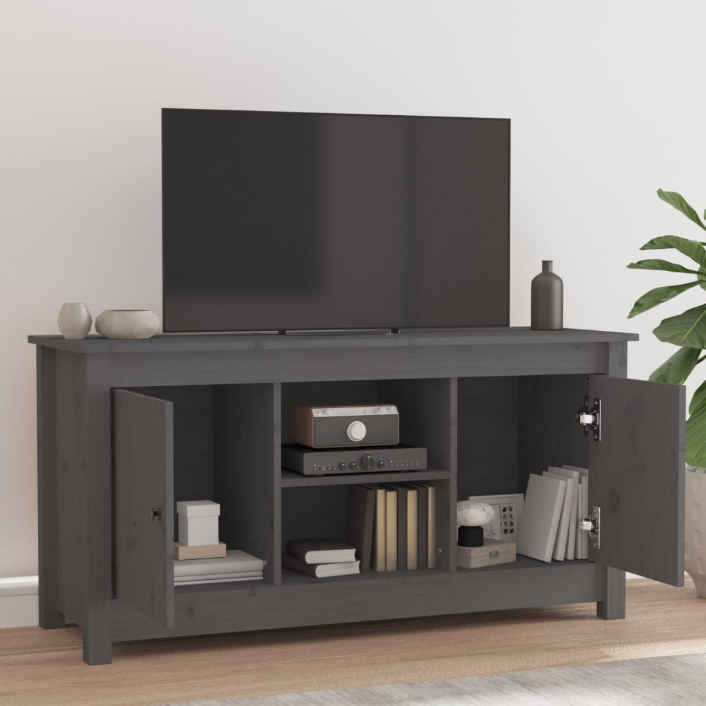 Tv-meubel 103x36,5x52 cm massief grenenhout grijs is nu te koop bij PeponiXL, paradijselijk wonen!