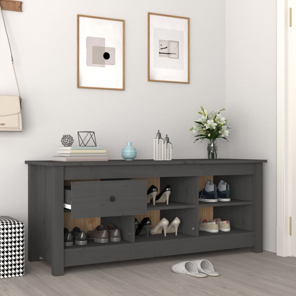 Schoenenkast 110x38x45,5 cm massief grenenhout grijs is nu te koop bij PeponiXL, paradijselijk wonen!