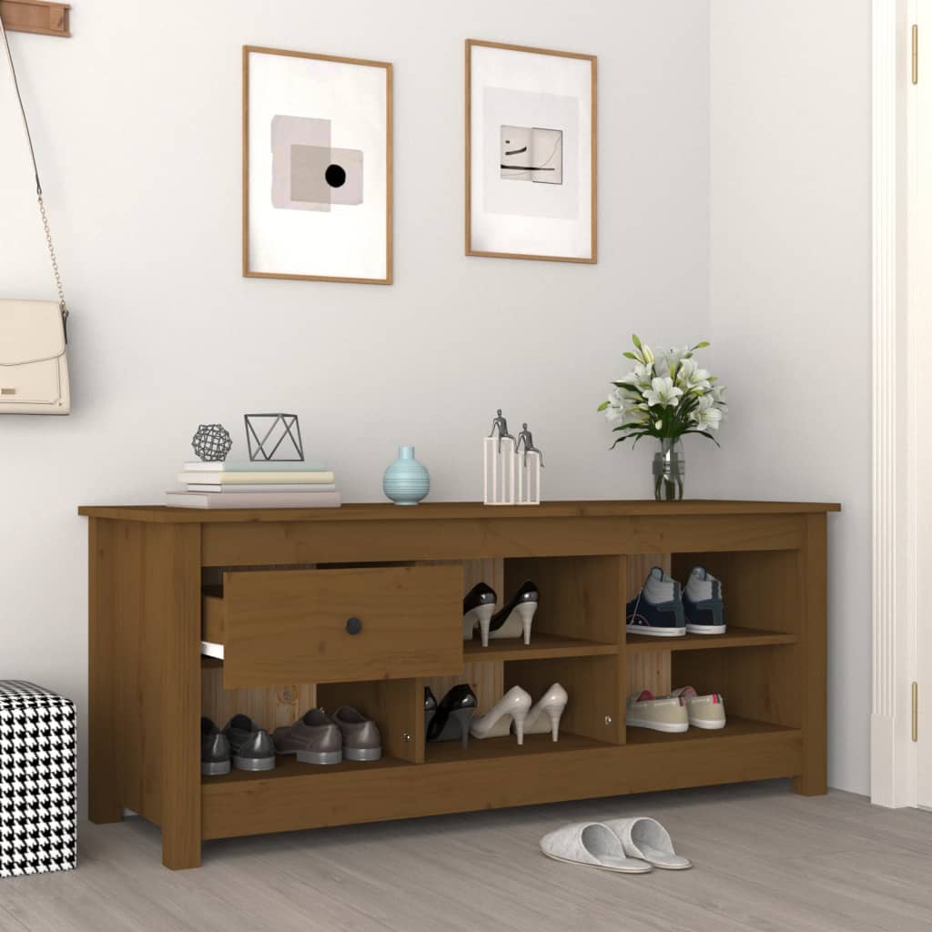 Schoenenkast 110x38x45,5 cm massief grenenhout honingbruin is nu te koop bij PeponiXL, paradijselijk wonen!
