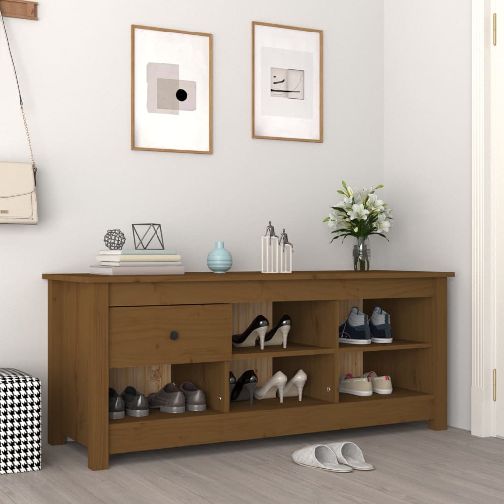 Schoenenkast 110x38x45,5 cm massief grenenhout honingbruin is nu te koop bij PeponiXL, paradijselijk wonen!