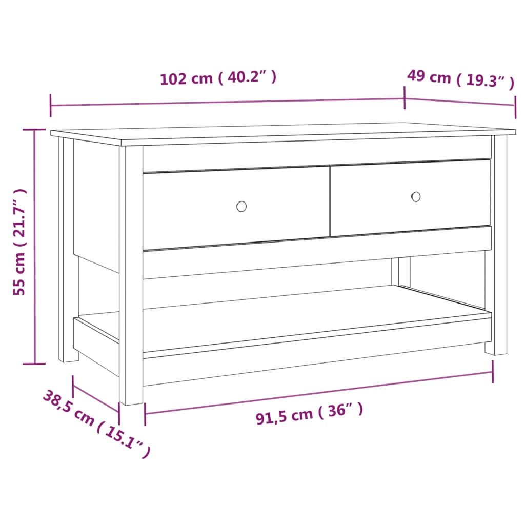 Salontafel 102x49x55 cm massief grenenhout zwart is nu te koop bij PeponiXL, paradijselijk wonen!