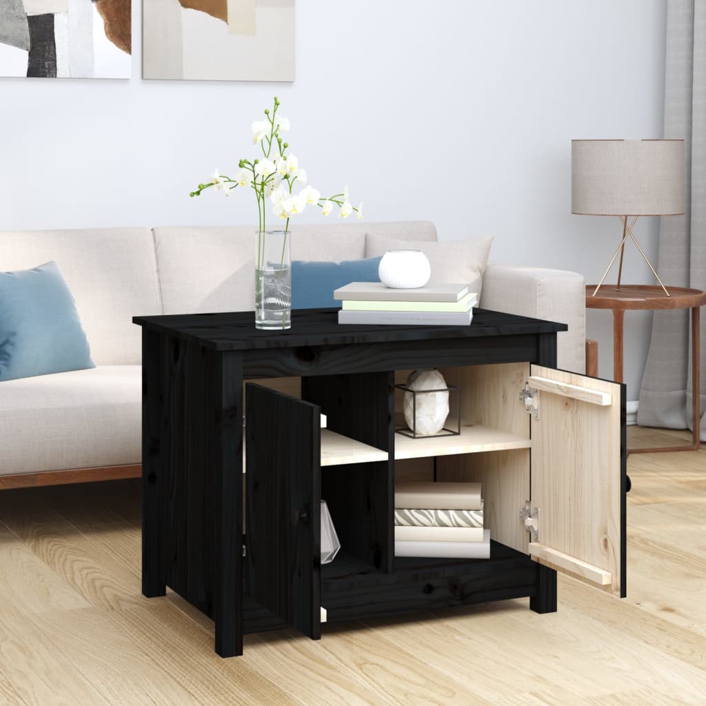 Salontafel 71x49x55 cm massief grenenhout zwart is nu te koop bij PeponiXL, paradijselijk wonen!