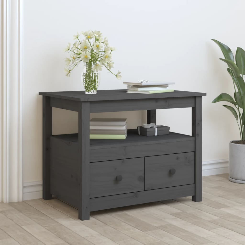 Salontafel 71x49x55 cm massief grenenhout grijs is nu te koop bij PeponiXL, paradijselijk wonen!