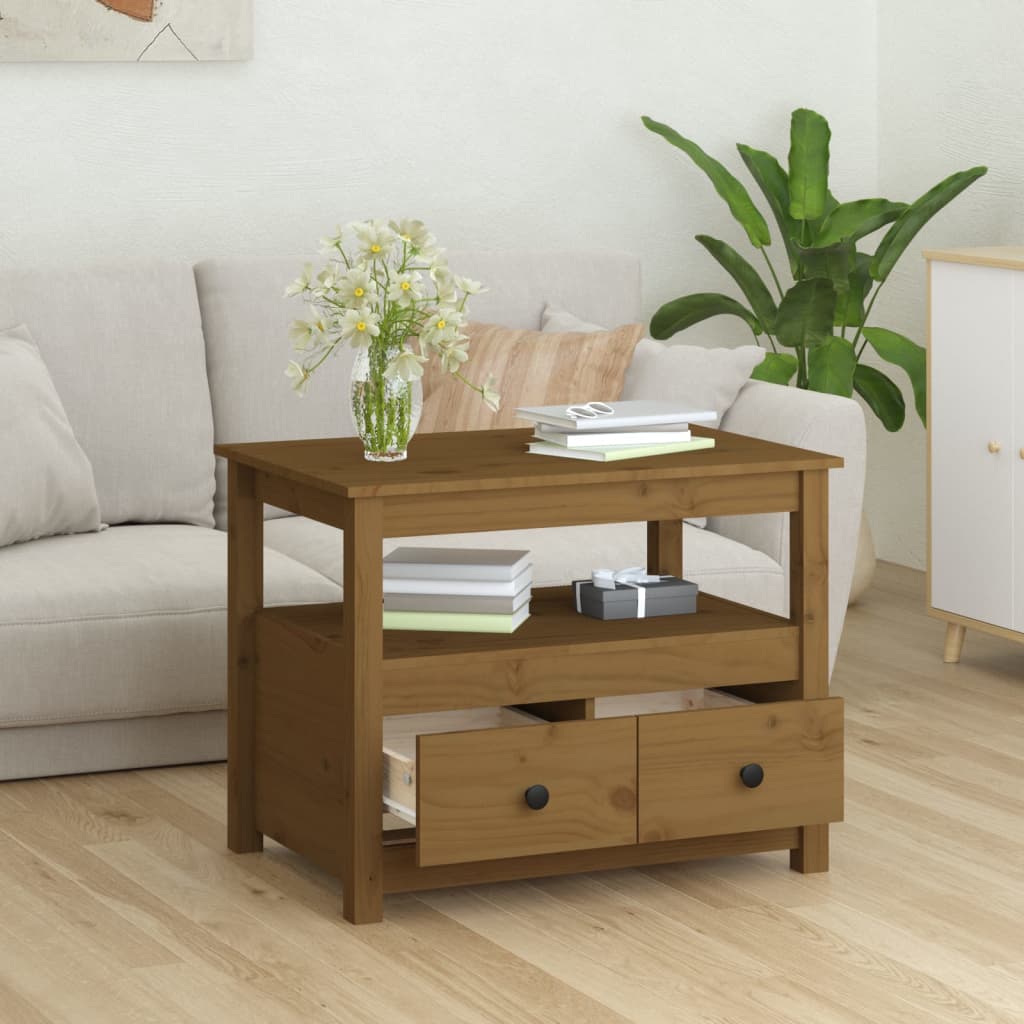 Salontafel 71x49x55 cm massief grenenhout honingbruin is nu te koop bij PeponiXL, paradijselijk wonen!