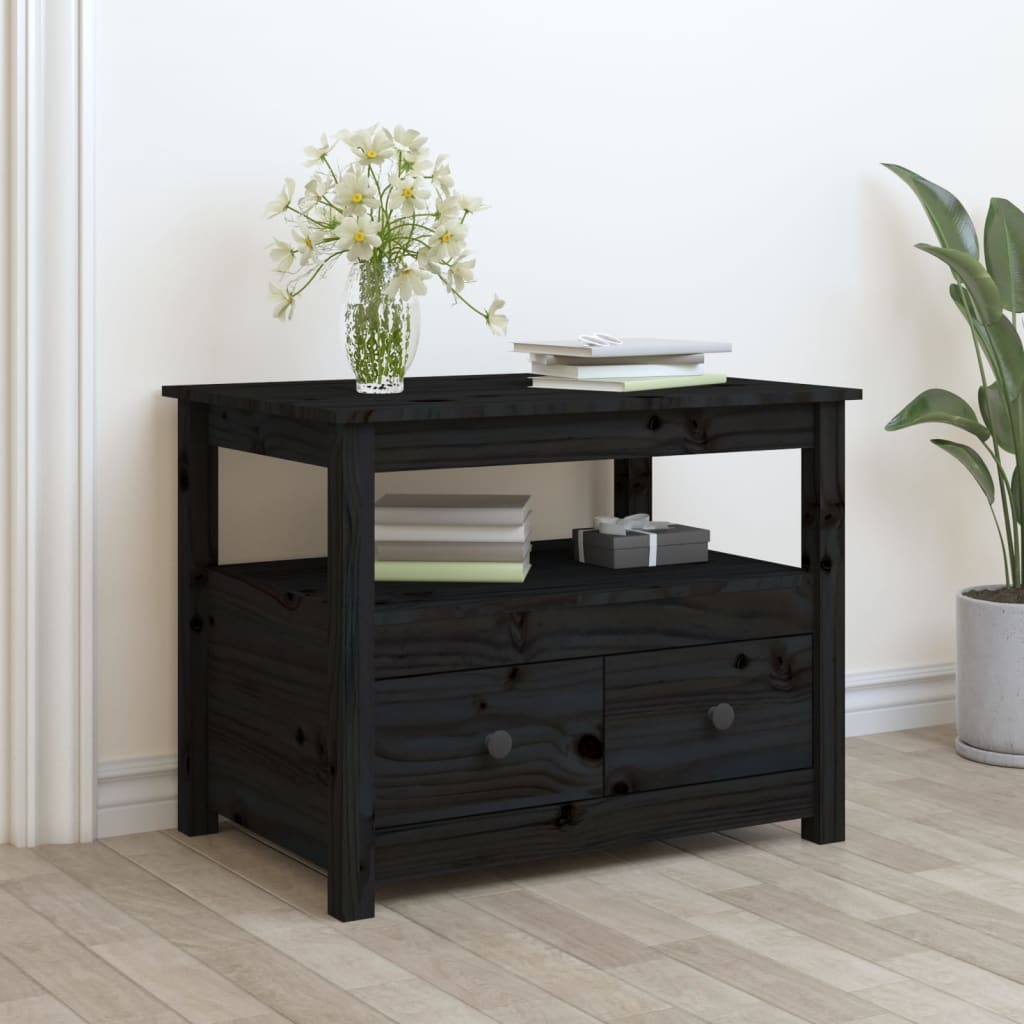 Salontafel 71x49x55 cm massief grenenhout zwart is nu te koop bij PeponiXL, paradijselijk wonen!
