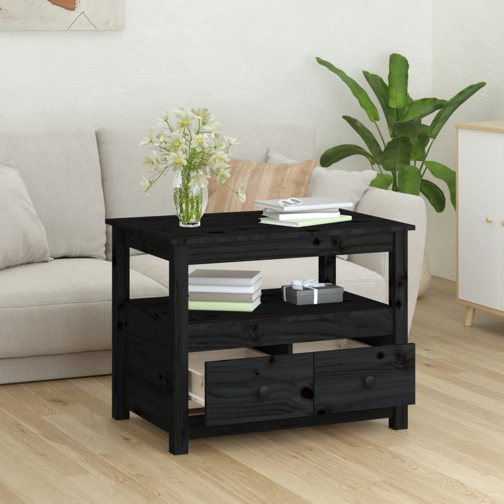 Salontafel 71x49x55 cm massief grenenhout zwart is nu te koop bij PeponiXL, paradijselijk wonen!
