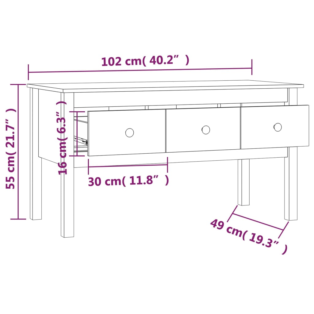 Salontafel 102x49x55 cm massief grenenhout grijs is nu te koop bij PeponiXL, paradijselijk wonen!
