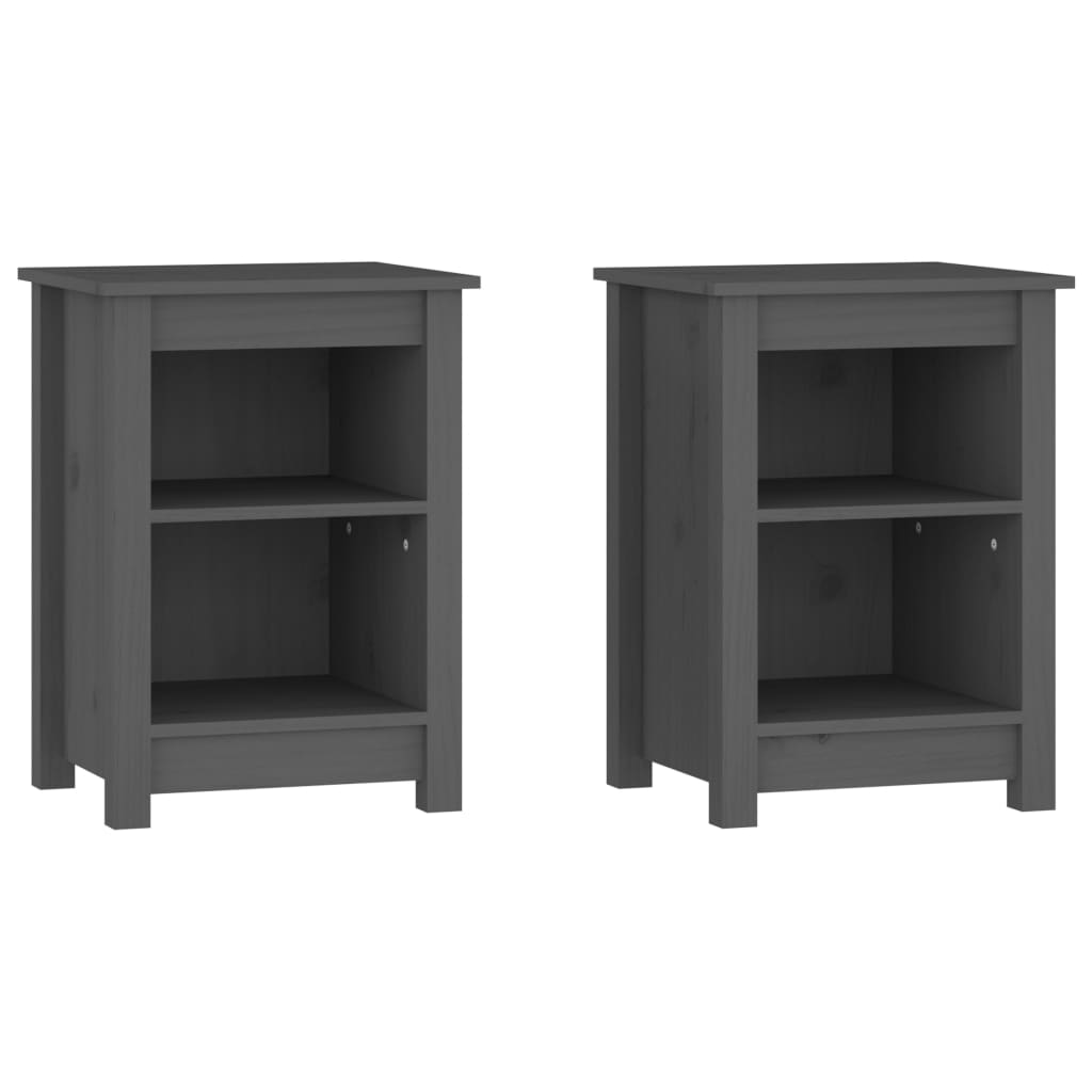 Nachtkastjes 2 st 40x35x55 cm massief grenenhout grijs is nu te koop bij PeponiXL, paradijselijk wonen!