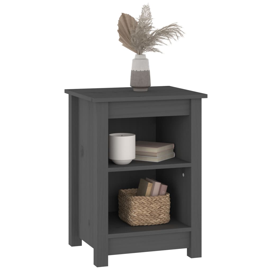Nachtkastjes 2 st 40x35x55 cm massief grenenhout grijs is nu te koop bij PeponiXL, paradijselijk wonen!