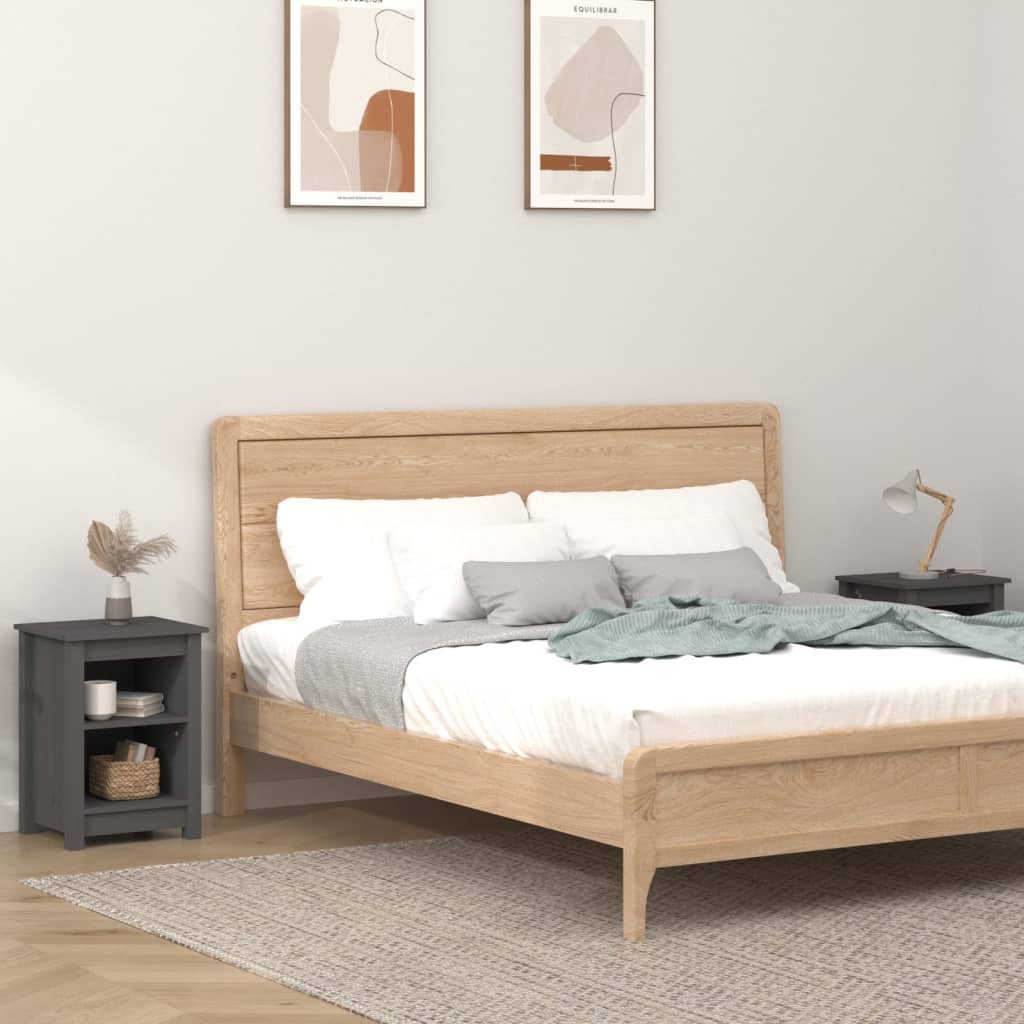 Nachtkastjes 2 st 40x35x55 cm massief grenenhout grijs is nu te koop bij PeponiXL, paradijselijk wonen!