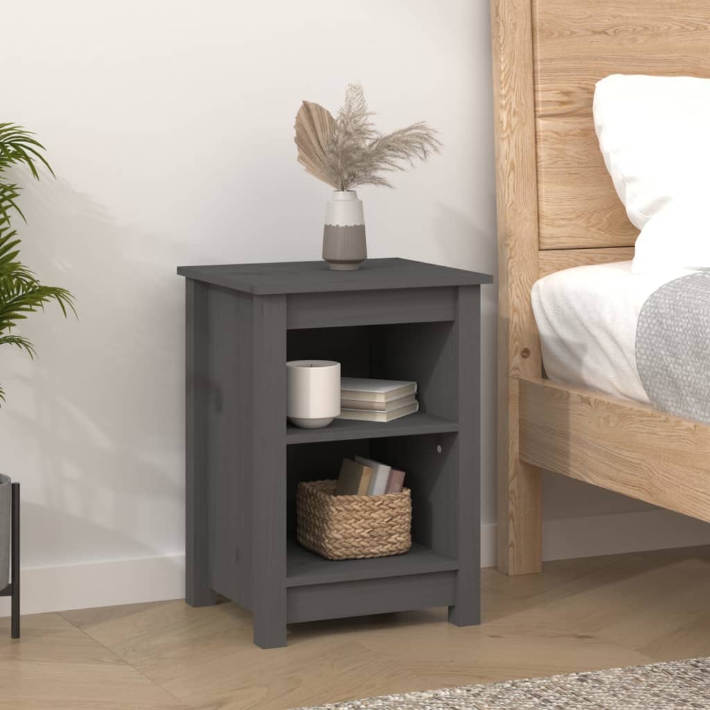 Nachtkastjes 2 st 40x35x55 cm massief grenenhout grijs is nu te koop bij PeponiXL, paradijselijk wonen!