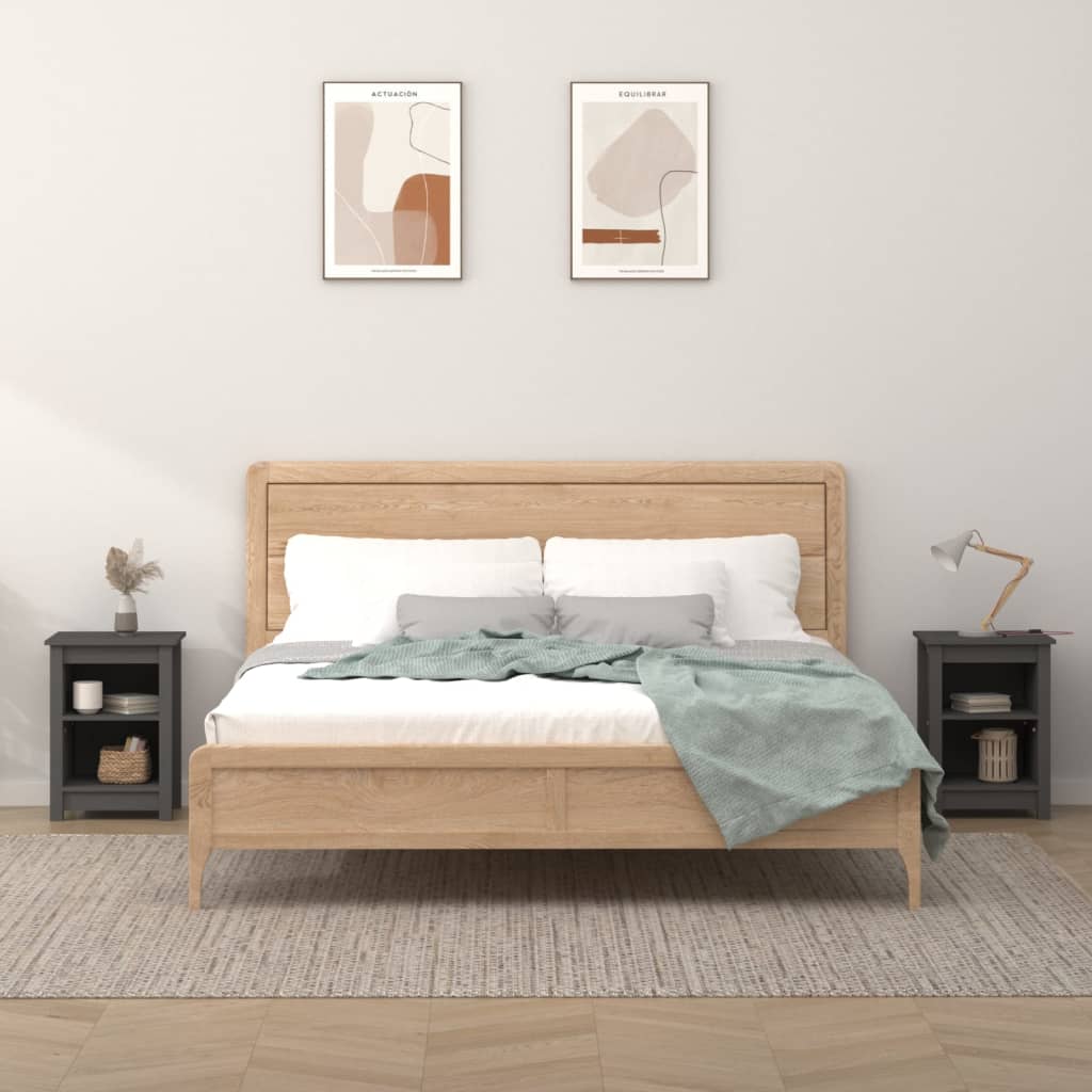 Nachtkastjes 2 st 40x35x55 cm massief grenenhout grijs is nu te koop bij PeponiXL, paradijselijk wonen!