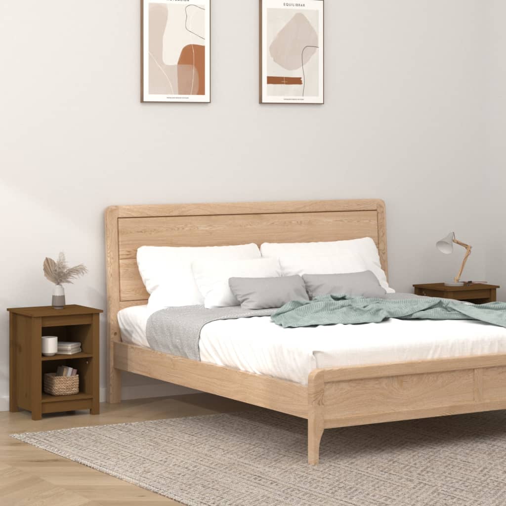 Nachtkastjes 2 st 40x35x55 cm massief grenenhout honingbruin is nu te koop bij PeponiXL, paradijselijk wonen!