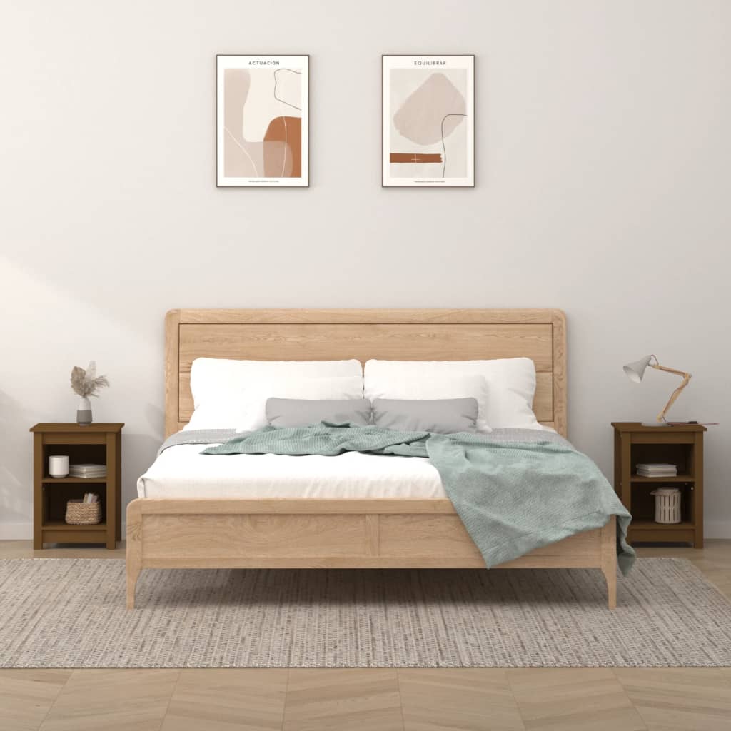 Nachtkastjes 2 st 40x35x55 cm massief grenenhout honingbruin is nu te koop bij PeponiXL, paradijselijk wonen!