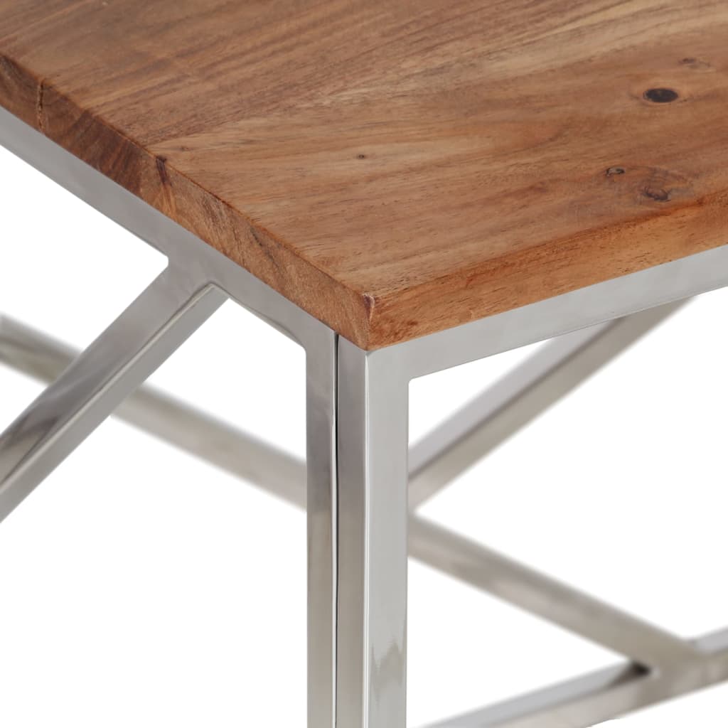 Salontafel roestvrij staal en massief acaciahout zilverkleurig is nu te koop bij PeponiXL, paradijselijk wonen!