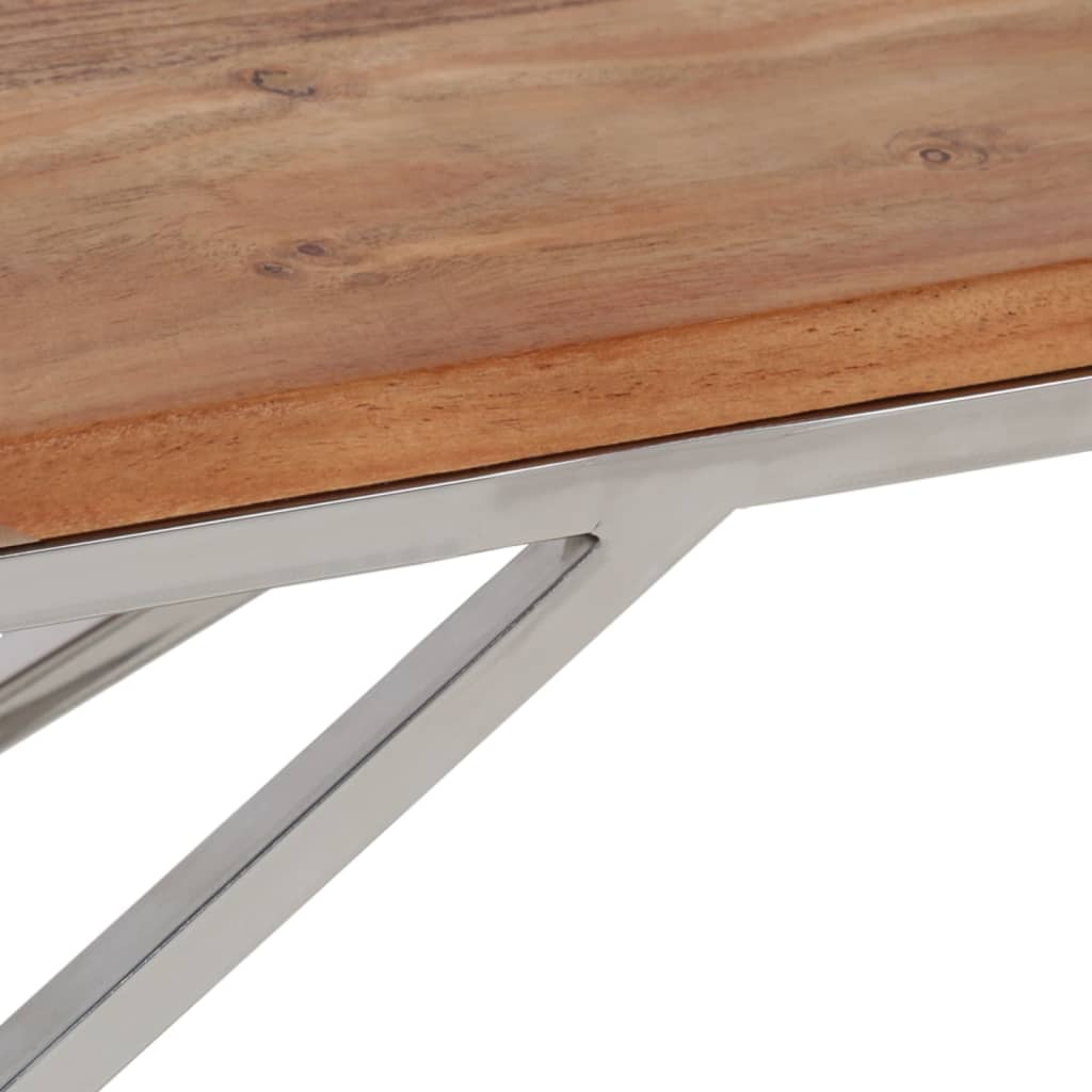 Salontafel roestvrij staal en massief acaciahout zilverkleurig is nu te koop bij PeponiXL, paradijselijk wonen!