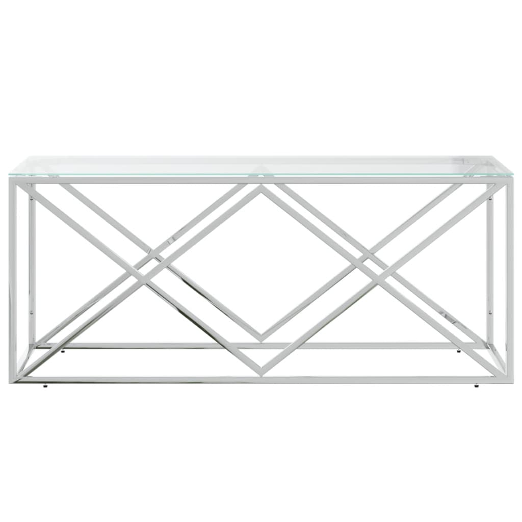 Salontafel 110x45x45 cm roestvrij staal en glas is nu te koop bij PeponiXL, paradijselijk wonen!
