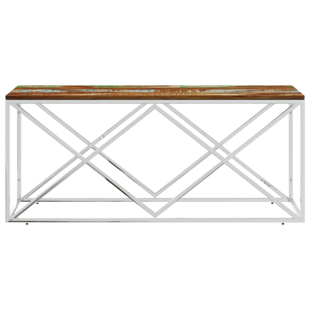 Salontafel roestvrij staal en massief hergebruikt hout is nu te koop bij PeponiXL, paradijselijk wonen!