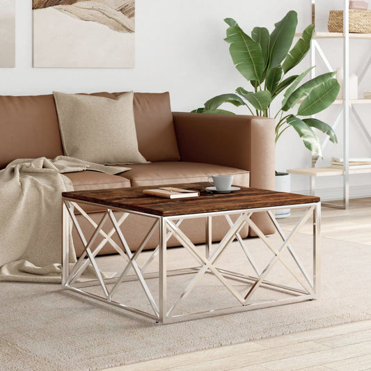 Salontafel roestvrij staal en massief hergebruikt hout is nu te koop bij PeponiXL, paradijselijk wonen!