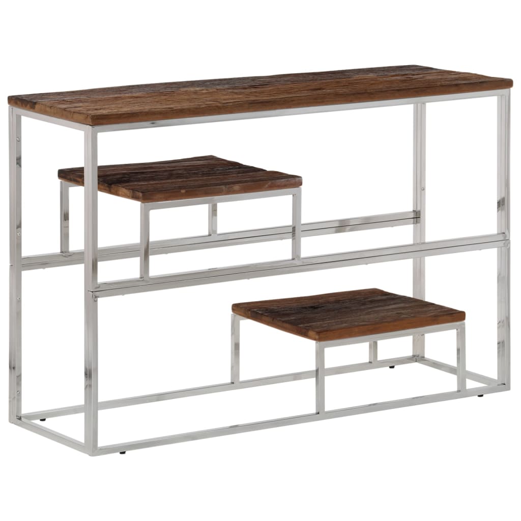 Wandtafel roestvrij staal en massief bielshout zilverkleurig is nu te koop bij PeponiXL, paradijselijk wonen!