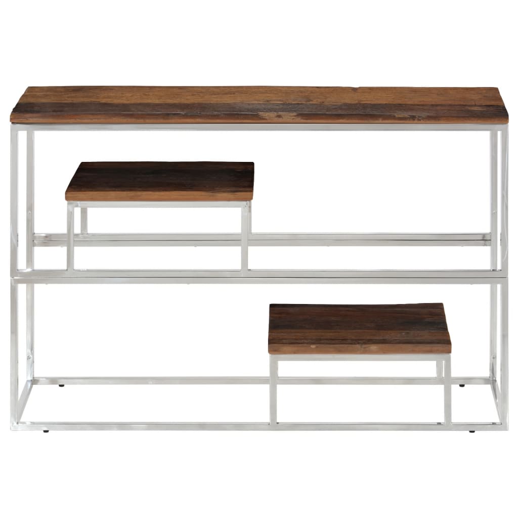Wandtafel roestvrij staal en massief bielshout zilverkleurig is nu te koop bij PeponiXL, paradijselijk wonen!