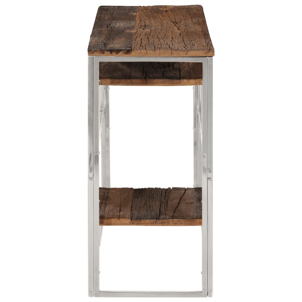 Wandtafel roestvrij staal en massief bielshout zilverkleurig is nu te koop bij PeponiXL, paradijselijk wonen!