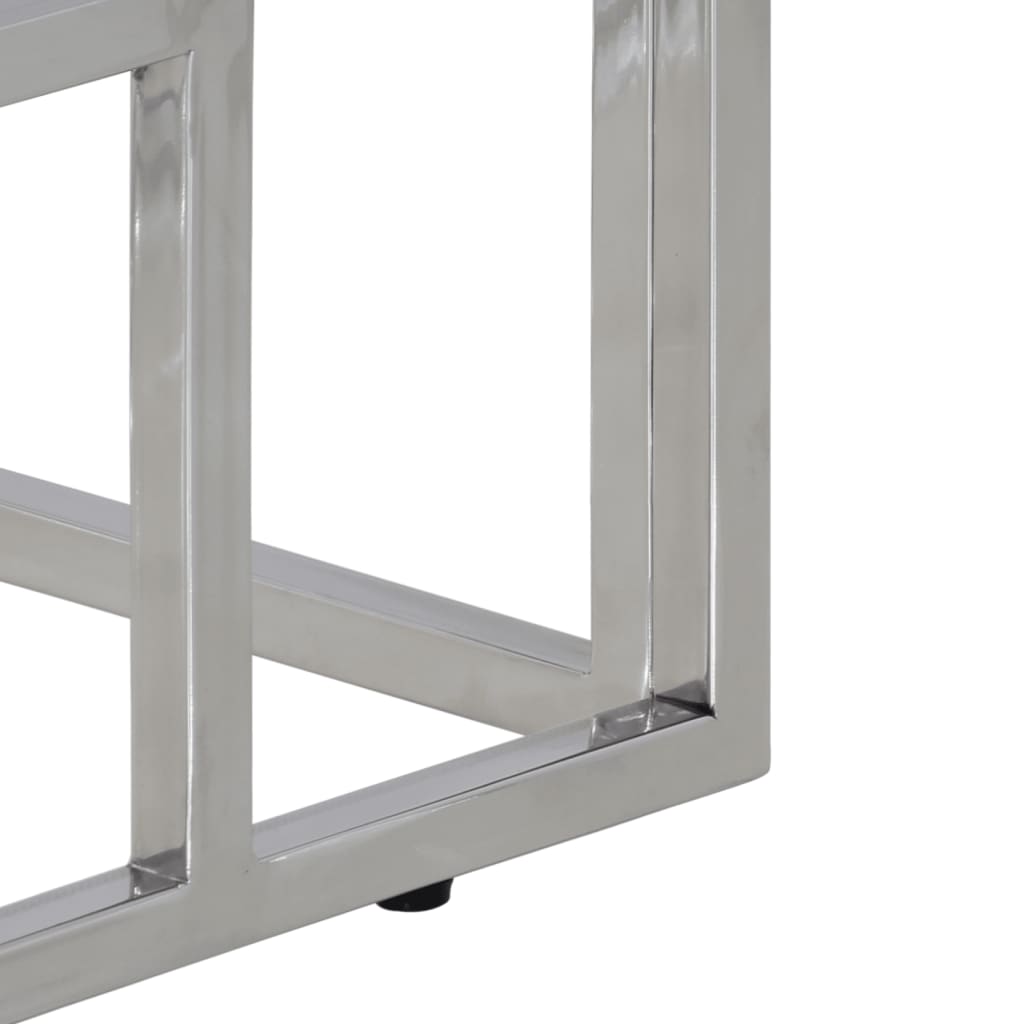 Wandtafel roestvrij staal en massief bielshout zilverkleurig is nu te koop bij PeponiXL, paradijselijk wonen!
