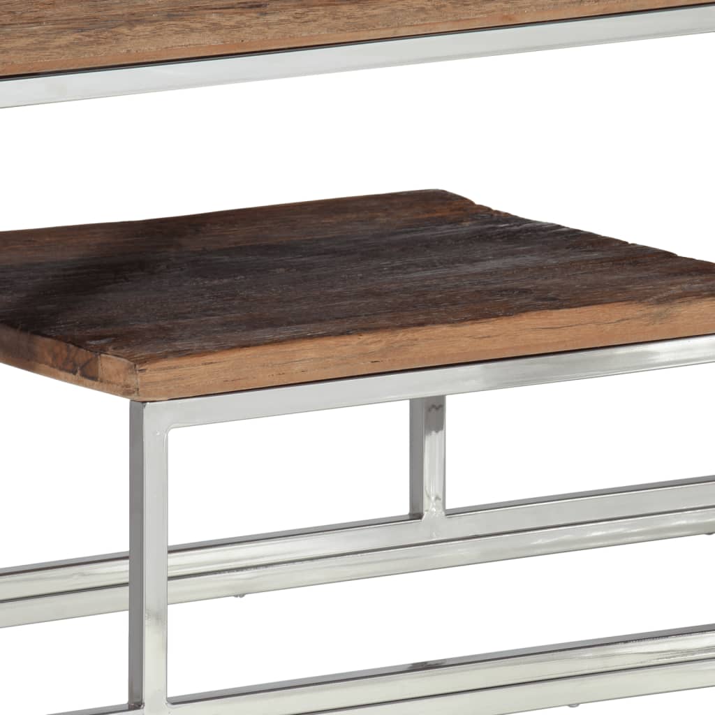 Wandtafel roestvrij staal en massief bielshout zilverkleurig is nu te koop bij PeponiXL, paradijselijk wonen!