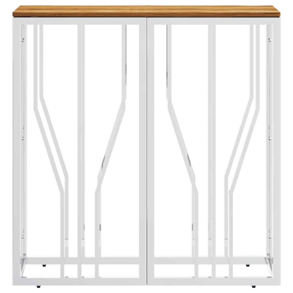 Wandtafel roestvrij staal en massief acaciahout zilverkleurig is nu te koop bij PeponiXL, paradijselijk wonen!
