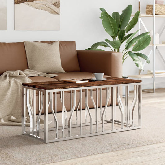 Salontafel roestvrij staal en massief hergebruikt hout is nu te koop bij PeponiXL, paradijselijk wonen!