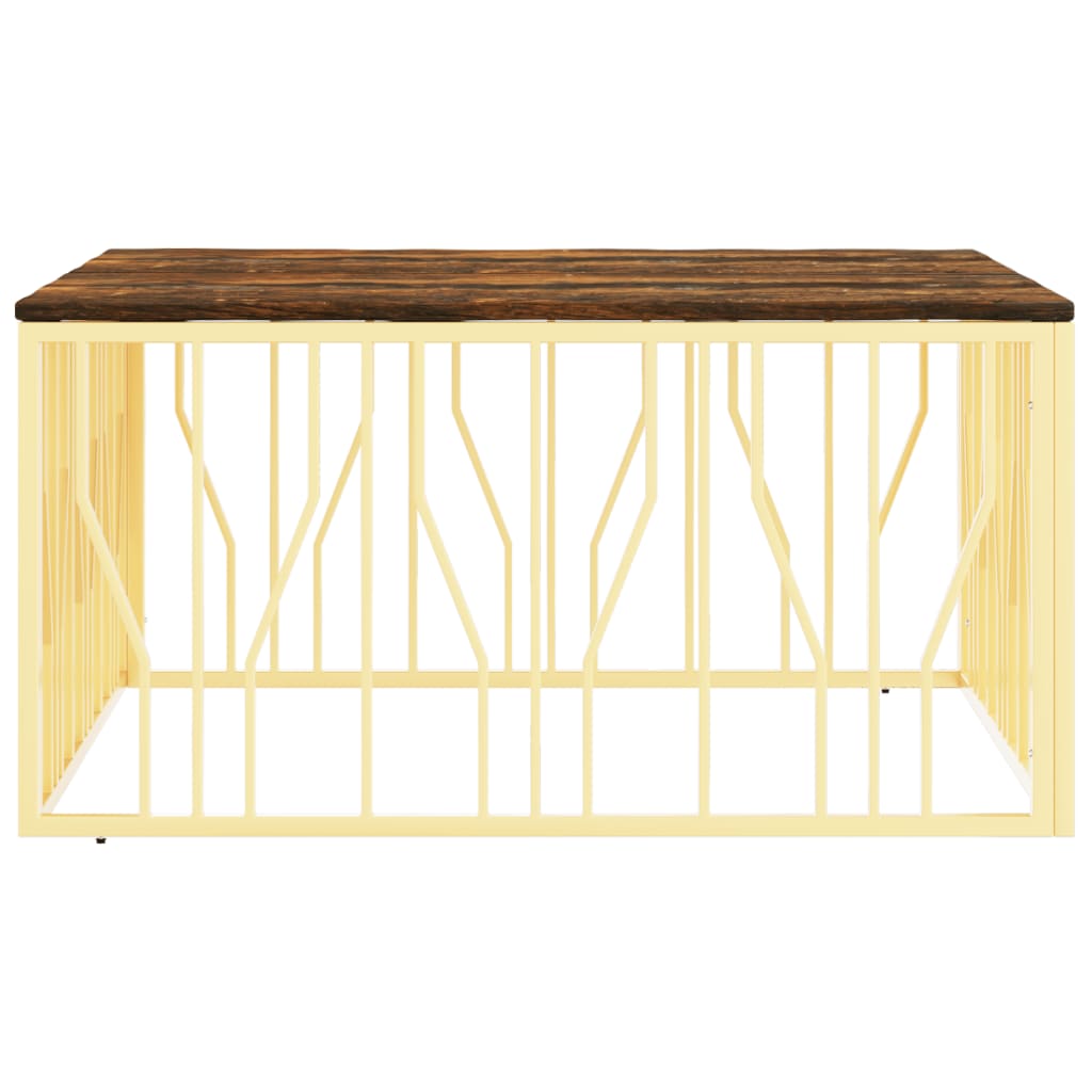 Salontafel roestvrijstaal en massief gerecycled hout goudkleur is nu te koop bij PeponiXL, paradijselijk wonen!