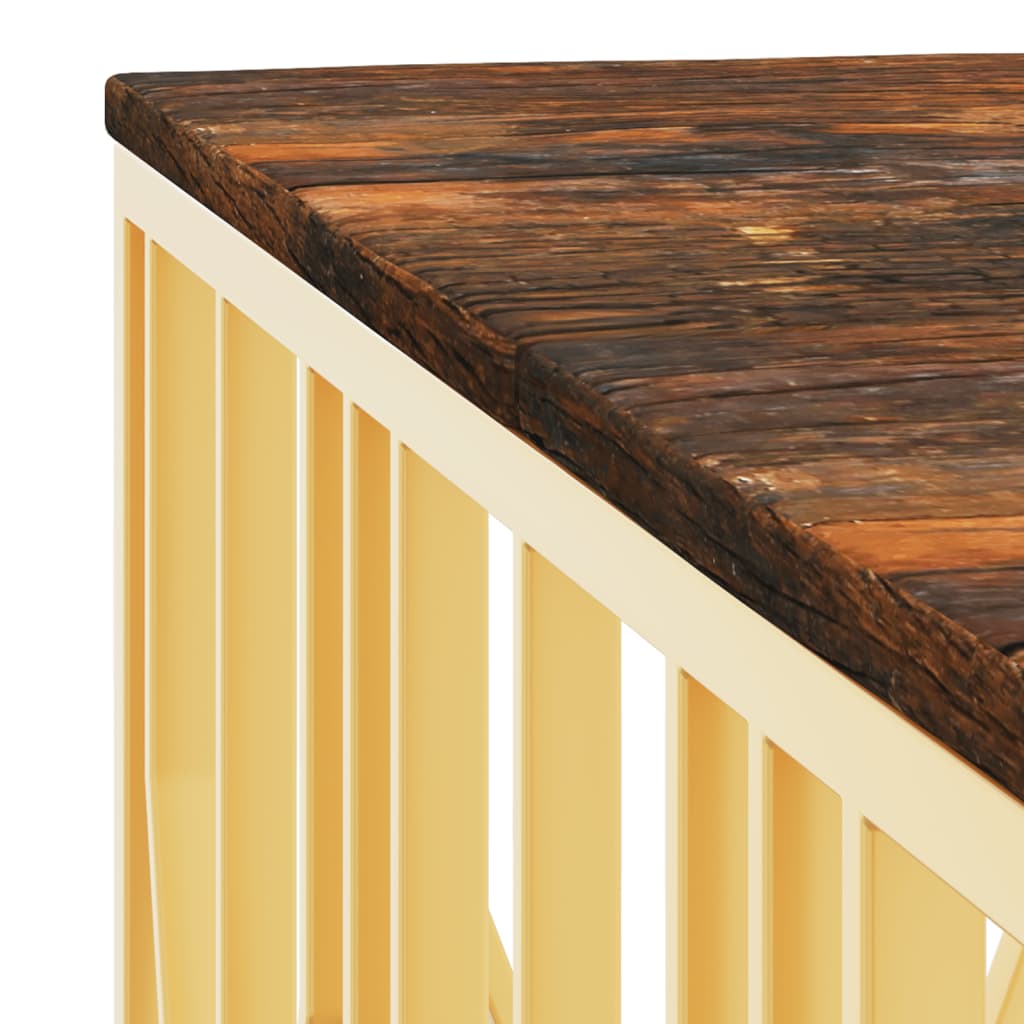 Salontafel roestvrijstaal en massief gerecycled hout goudkleur is nu te koop bij PeponiXL, paradijselijk wonen!