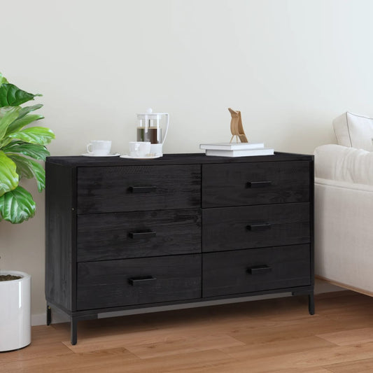 Dressoir 110x35x70 cm massief grenenhout zwart is nu te koop bij PeponiXL, paradijselijk wonen!