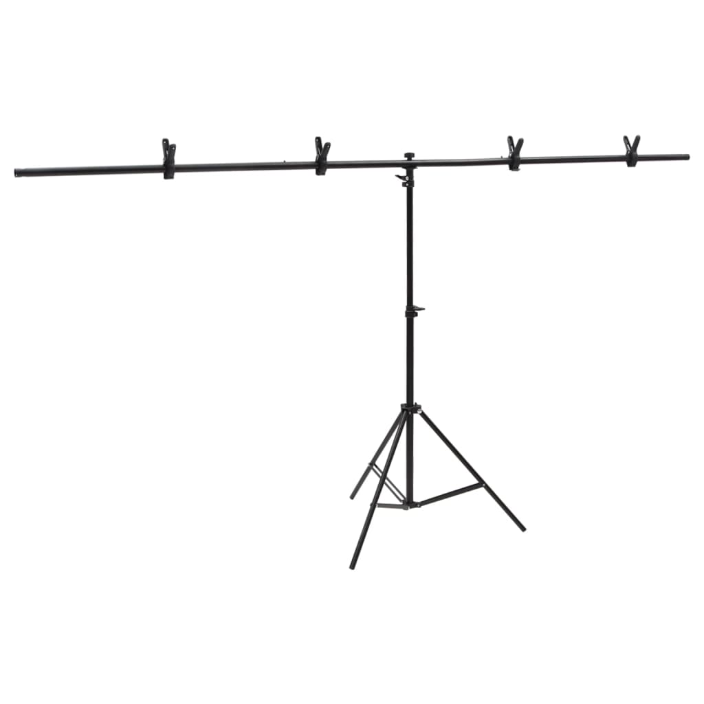 Achtergrondstandaard T-vormig 201x60x(70-200) cm zwart is nu te koop bij PeponiXL, paradijselijk wonen!