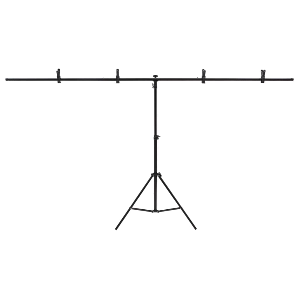 Achtergrondstandaard T-vormig 201x60x(70-200) cm zwart is nu te koop bij PeponiXL, paradijselijk wonen!