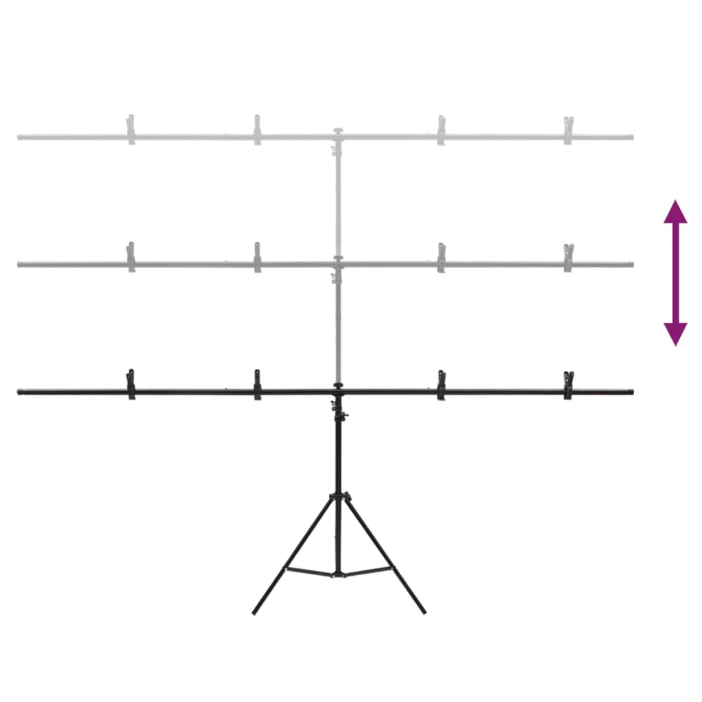 Achtergrondstandaard T-vormig 201x60x(70-200) cm zwart is nu te koop bij PeponiXL, paradijselijk wonen!