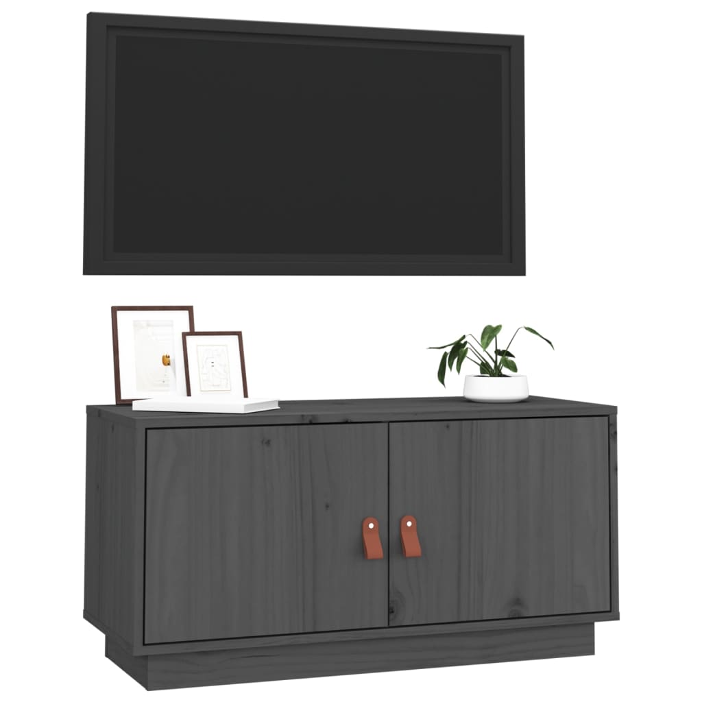 Tv-meubel 80x34x40 cm massief grenenhout grijs is nu te koop bij PeponiXL, paradijselijk wonen!