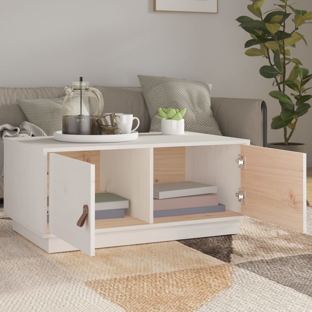 Salontafel 80x50x35 cm massief grenenhout wit is nu te koop bij PeponiXL, paradijselijk wonen!