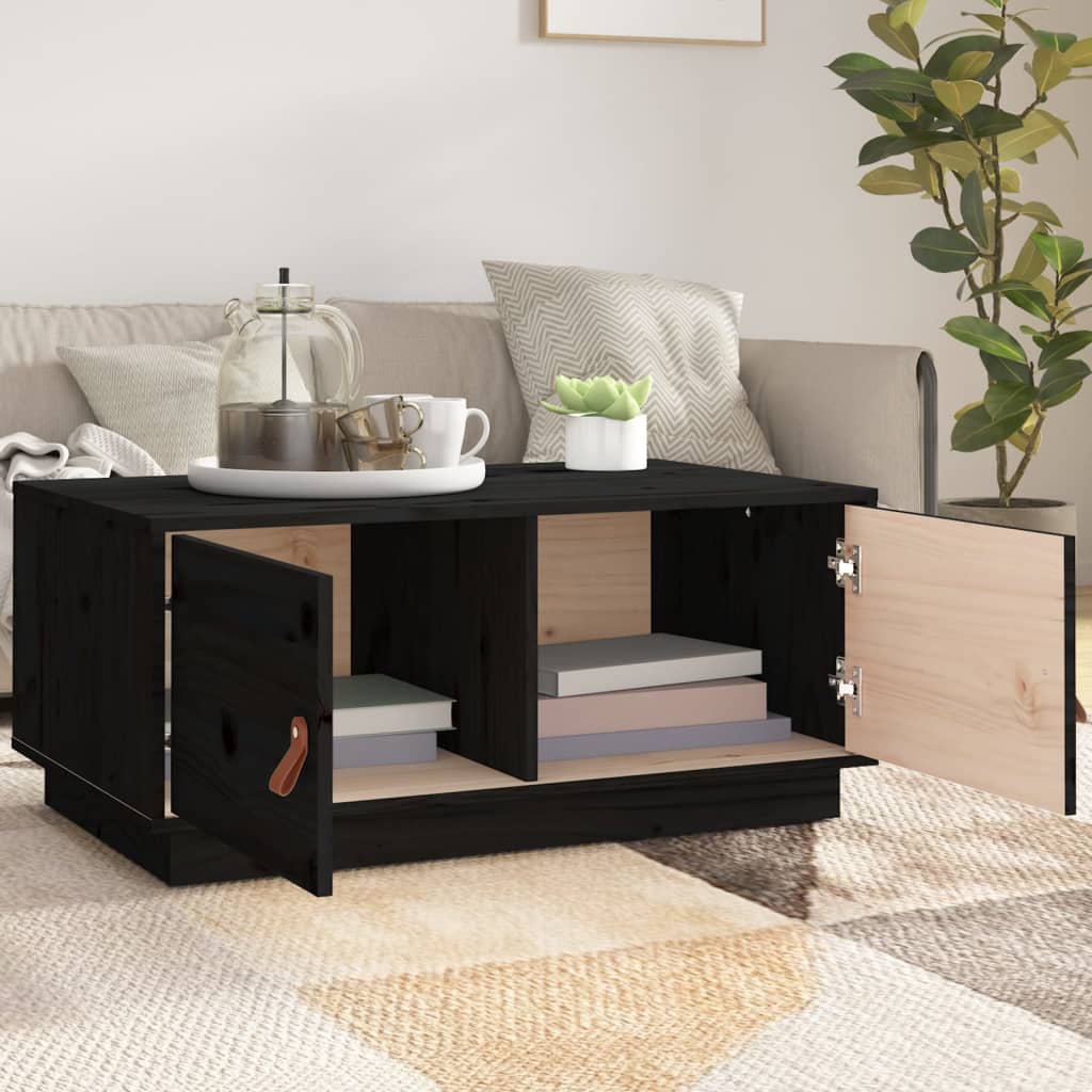 Salontafel 80x50x35 cm massief grenenhout zwart is nu te koop bij PeponiXL, paradijselijk wonen!