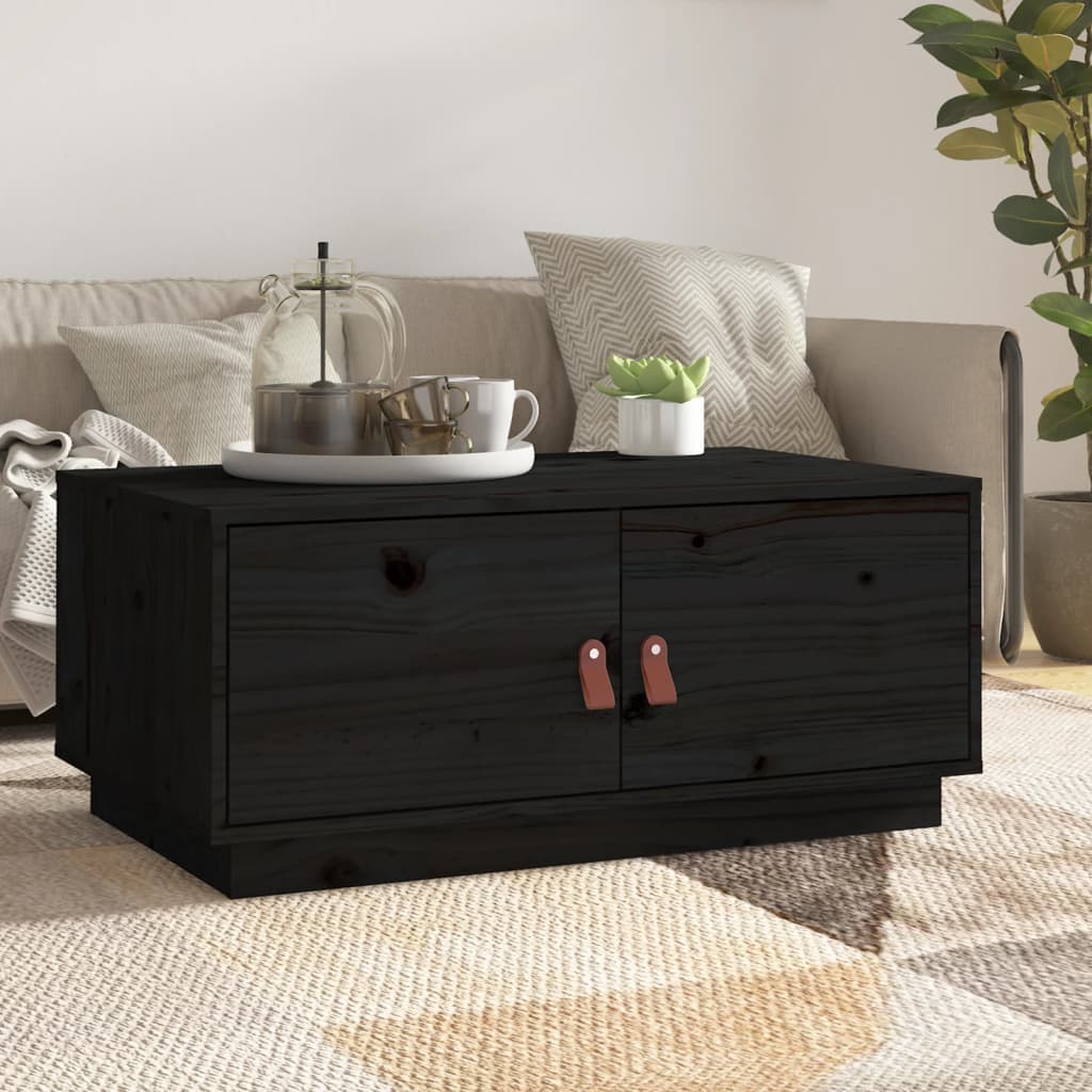 Salontafel 80x50x35 cm massief grenenhout zwart is nu te koop bij PeponiXL, paradijselijk wonen!
