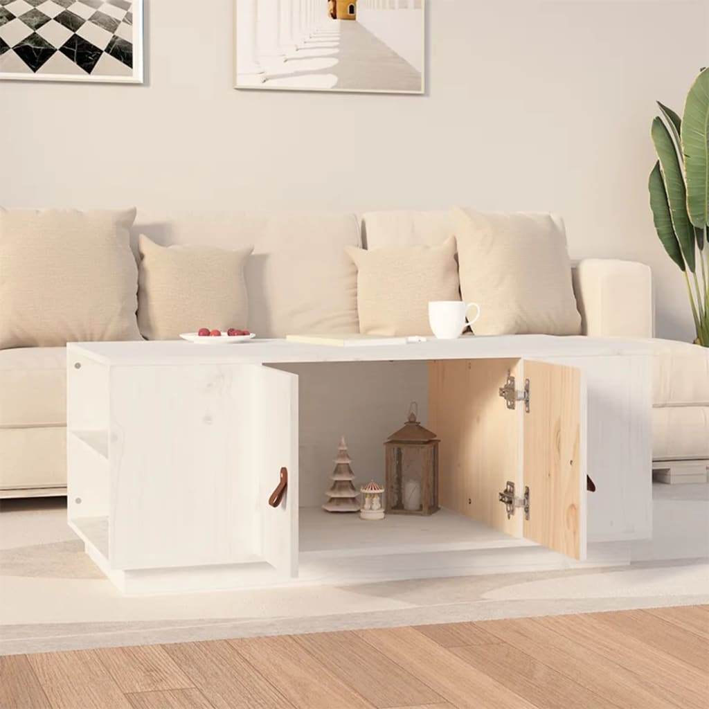 Salontafel 100x50x41 cm massief grenenhout wit is nu te koop bij PeponiXL, paradijselijk wonen!