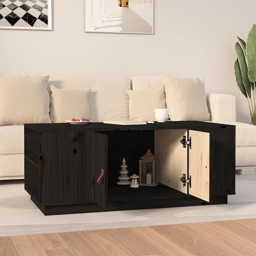 Salontafel 100x50x41 cm massief grenenhout zwart is nu te koop bij PeponiXL, paradijselijk wonen!