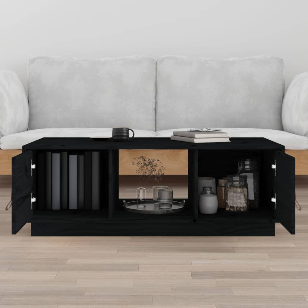Salontafel 100x50x35 cm massief grenenhout zwart is nu te koop bij PeponiXL, paradijselijk wonen!