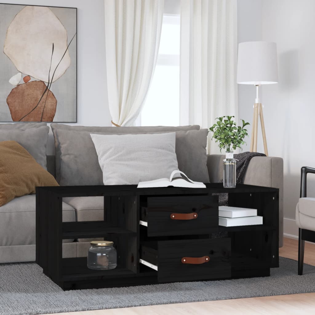 Salontafel 100x50x41 cm massief grenenhout zwart is nu te koop bij PeponiXL, paradijselijk wonen!