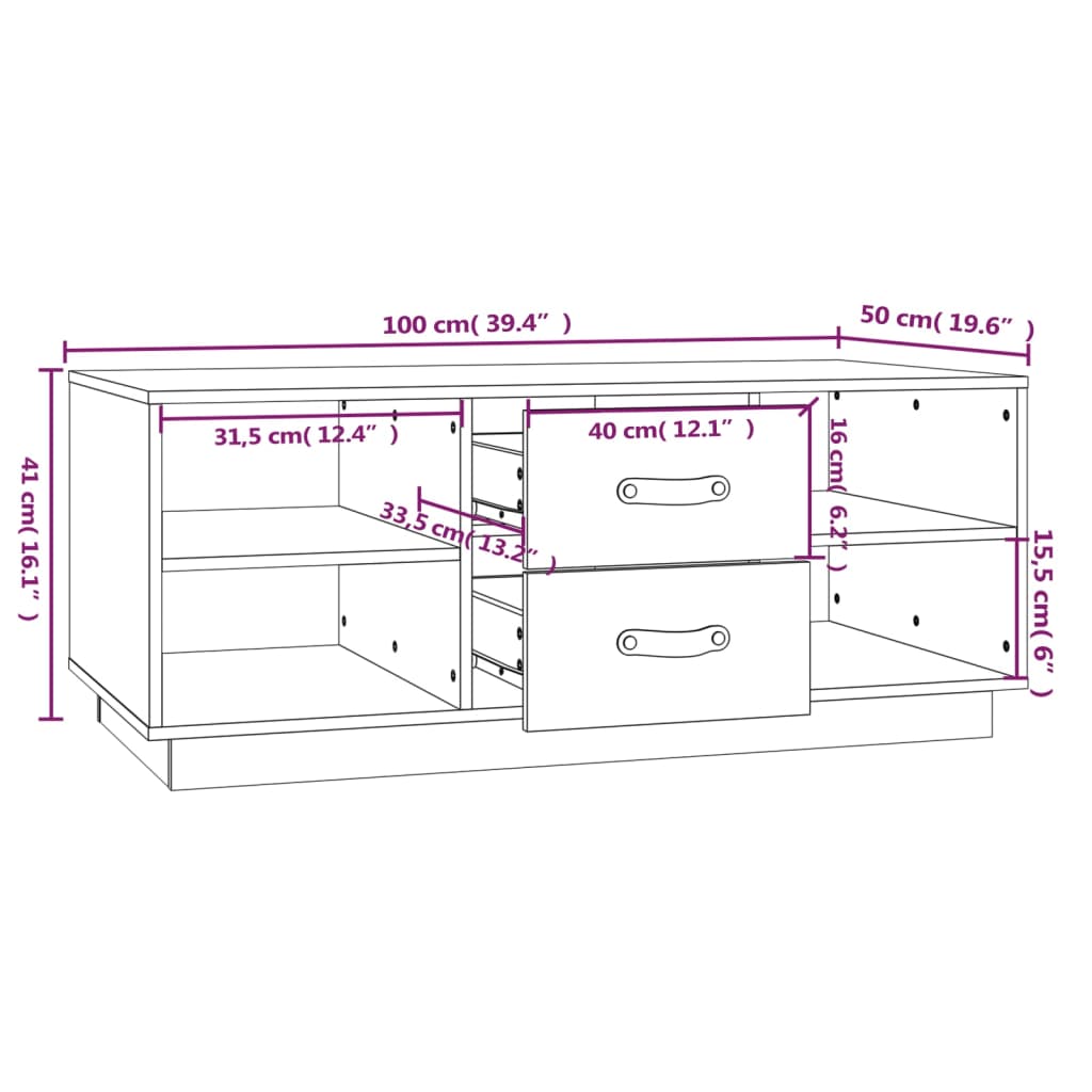 Salontafel 100x50x41 cm massief grenenhout zwart is nu te koop bij PeponiXL, paradijselijk wonen!