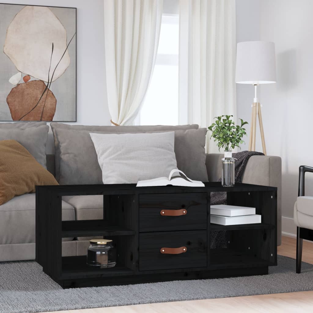 Salontafel 100x50x41 cm massief grenenhout zwart is nu te koop bij PeponiXL, paradijselijk wonen!