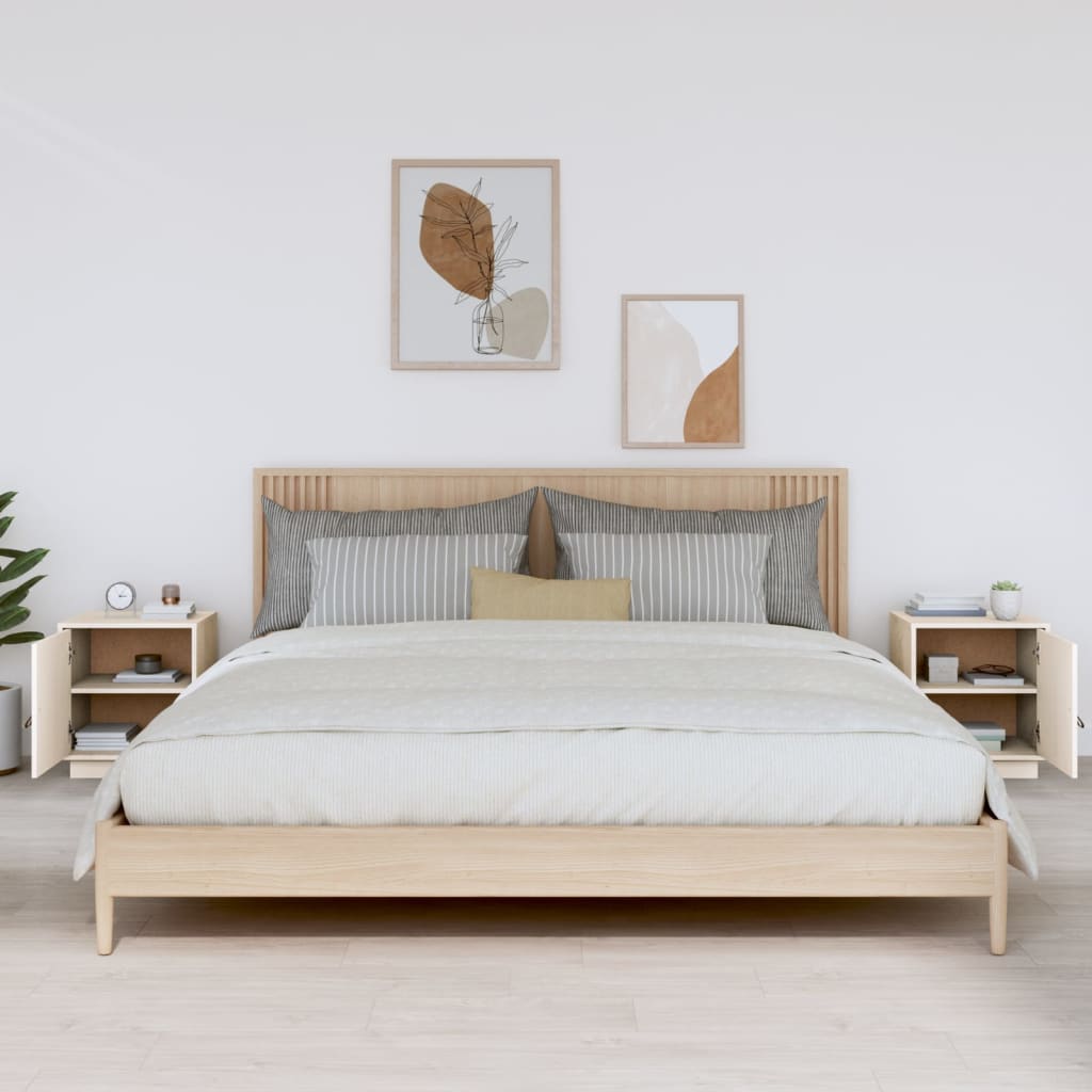 Nachtkastjes 2 st 40x34x45 cm massief grenenhout wit is nu te koop bij PeponiXL, paradijselijk wonen!